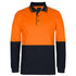 House of Uniforms The Hi Vis Cotton Contrast Polo | Long Sleeve | Adults Jbs Wear Orange/Black
