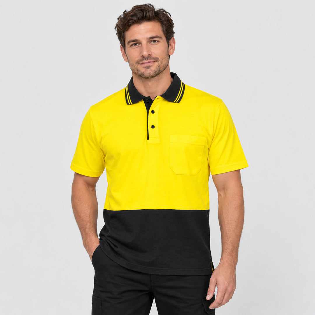 The Hi Vis Cotton Contrast Polo | Short Sleeve | Adults