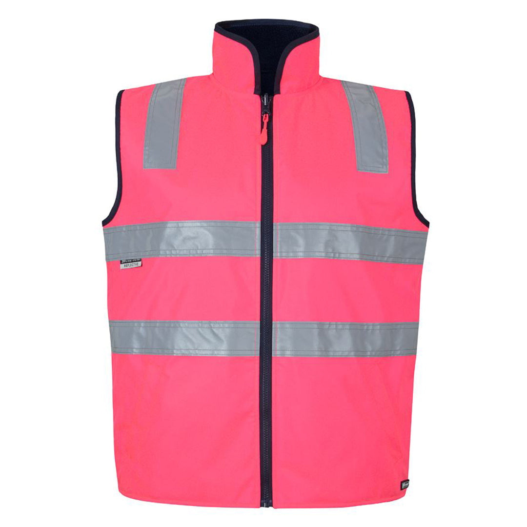 House of Uniforms The Hi Vis Reversible Vest | Day Night | Adults Jbs Wear Pink/Navy