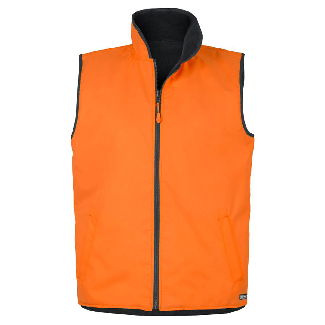 House of Uniforms The Hi Vis Day Reversible Vest | Adults Jbs Wear Orange/Navy