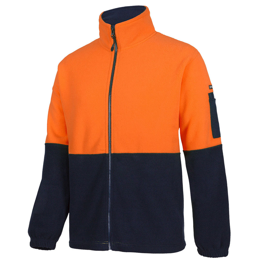 Jbs Wear The Full Zip Hi Vis Polar Fleece Jumper | Adults Orange/Navy Outerwear