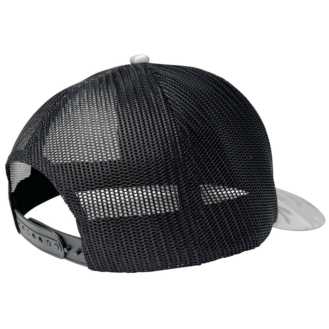 House of Uniforms The Snow Camo Trucker Cap | 6 Panel Legend Black
