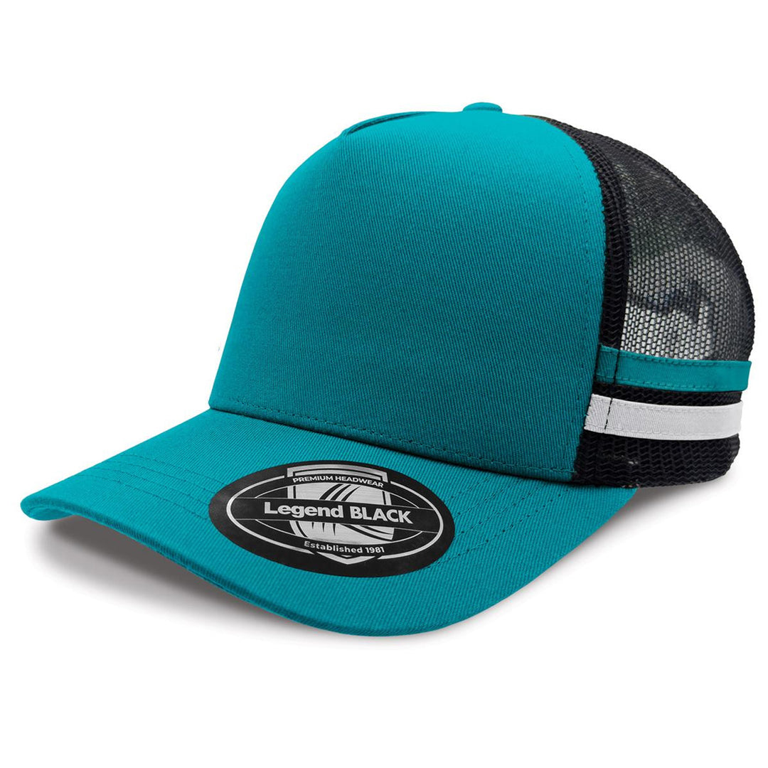 House of Uniforms The Striped Trucker Cap Legend Teal/Black