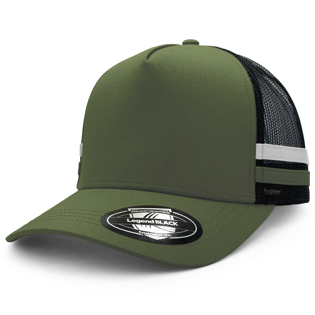 House of Uniforms The Striped Trucker Cap Legend Olive/Black