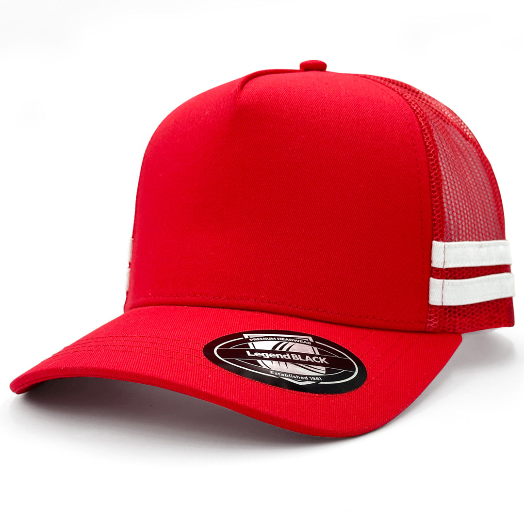House of Uniforms The Striped Trucker Cap Legend Red/Red/White