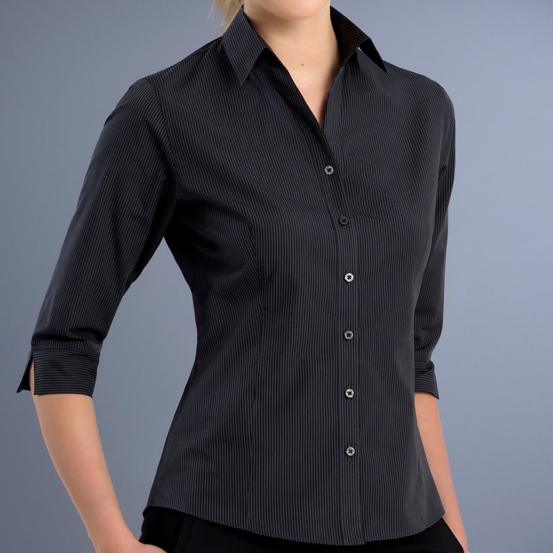 House of Uniforms The Canberra Shirt | Ladies | Slim Fit | Short and 3/4 Sleeve John Kevin Charcoal