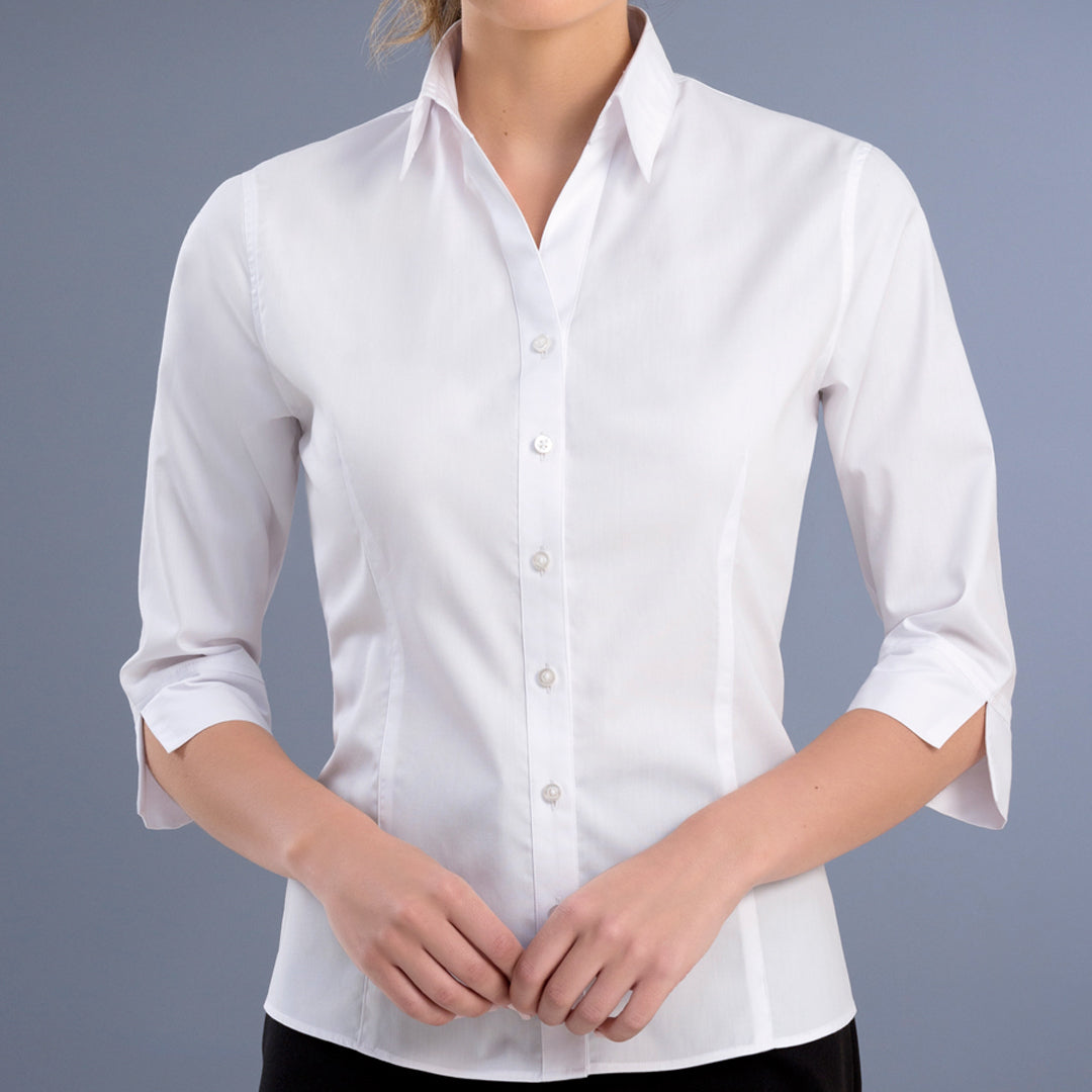 House of Uniforms The Dublin Shirt | Ladies | Slim Fit | Short and 3/4 Sleeve John Kevin White