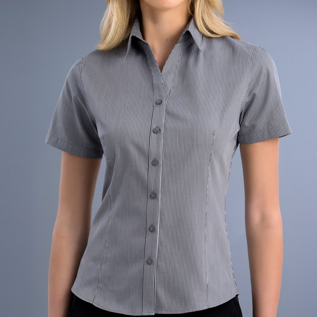 House of Uniforms The Mackay Shirt | Ladies | Slim Fit | Short and 3/4 Sleeve John Kevin Gunmetal