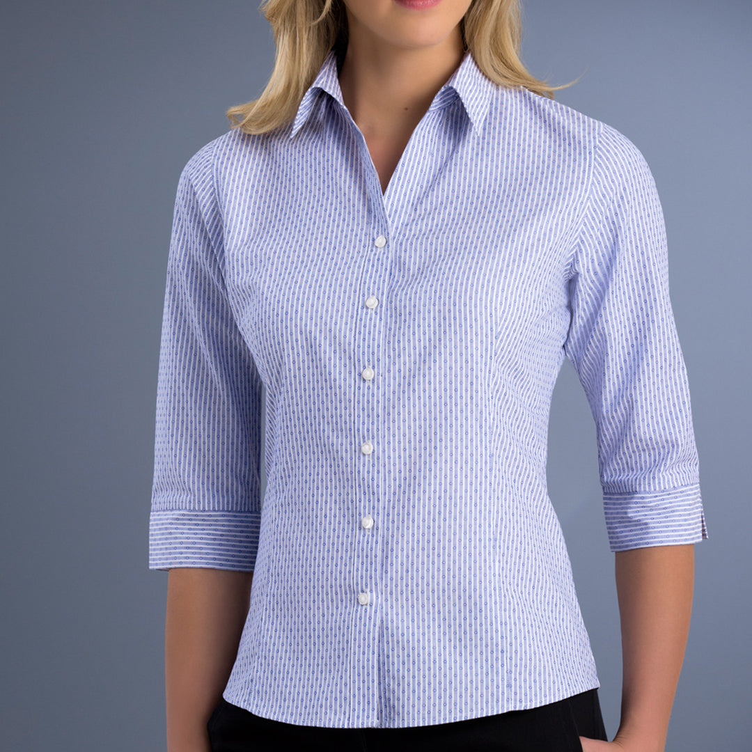 House of Uniforms The Nashville Shirt | Ladies | Slim Fit | Short and 3/4 Sleeve John Kevin Blue