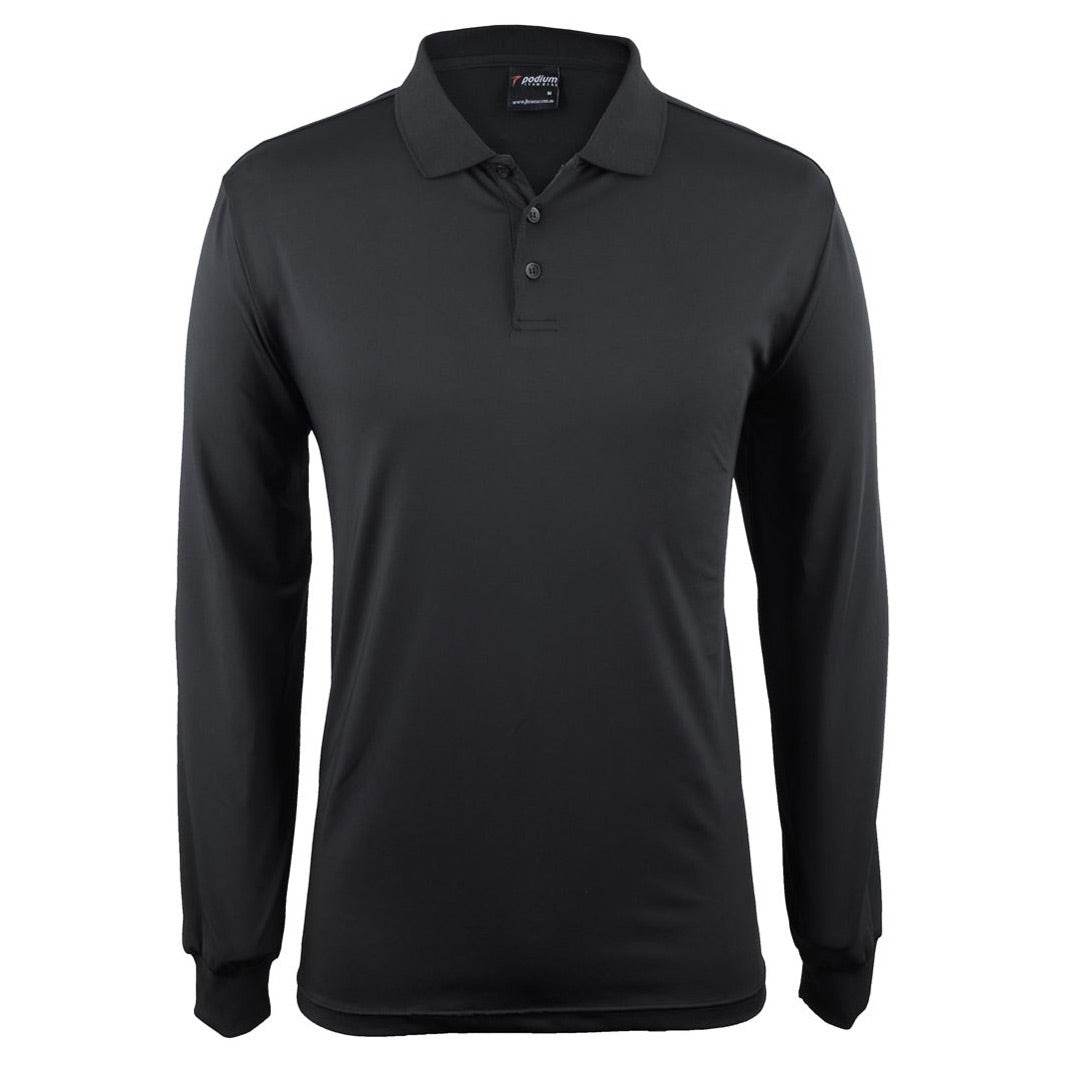 House of Uniforms The Podium Stretch Polo | Adults | Long Sleeve Jbs Wear Black