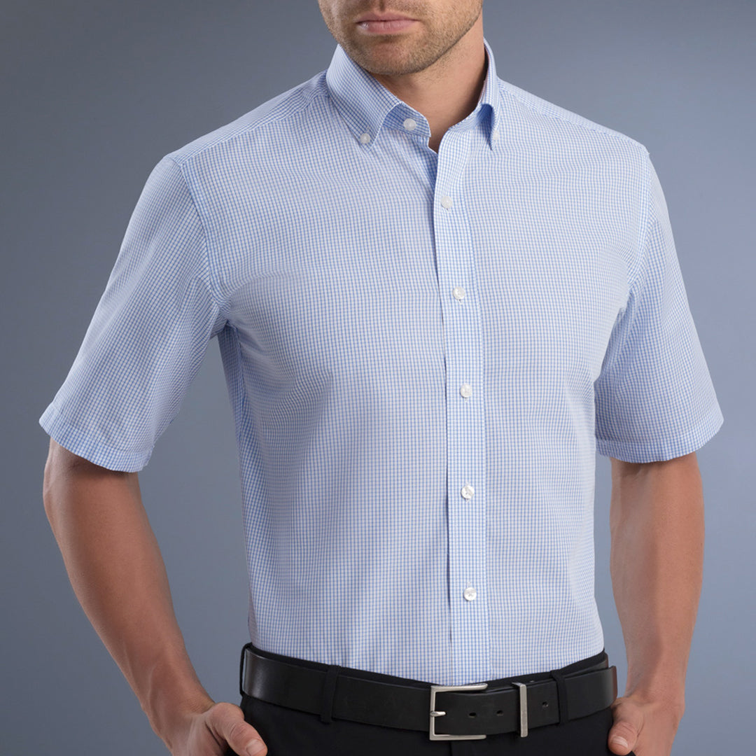 House of Uniforms The Moscow Shirt | Mens | Slim fit | Short and Long Sleeve John Kevin Blue