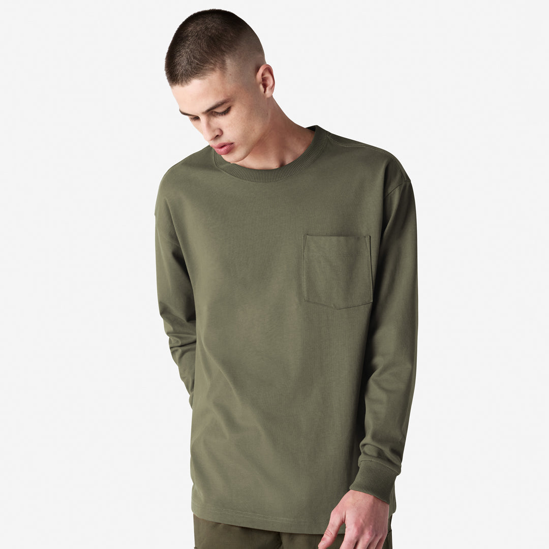 House of Uniforms The Super Heavy Weight Tee | Adults | Long Sleeve American Apparel Military Green