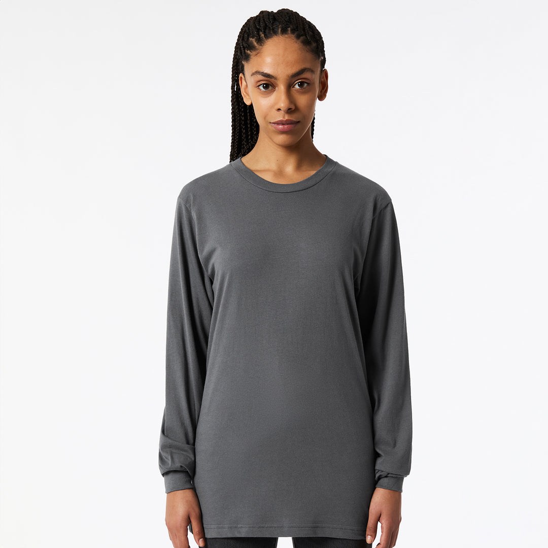 House of Uniforms The Fine Jersey Tee | Long Sleeve | Adults American Apparel Asphalt