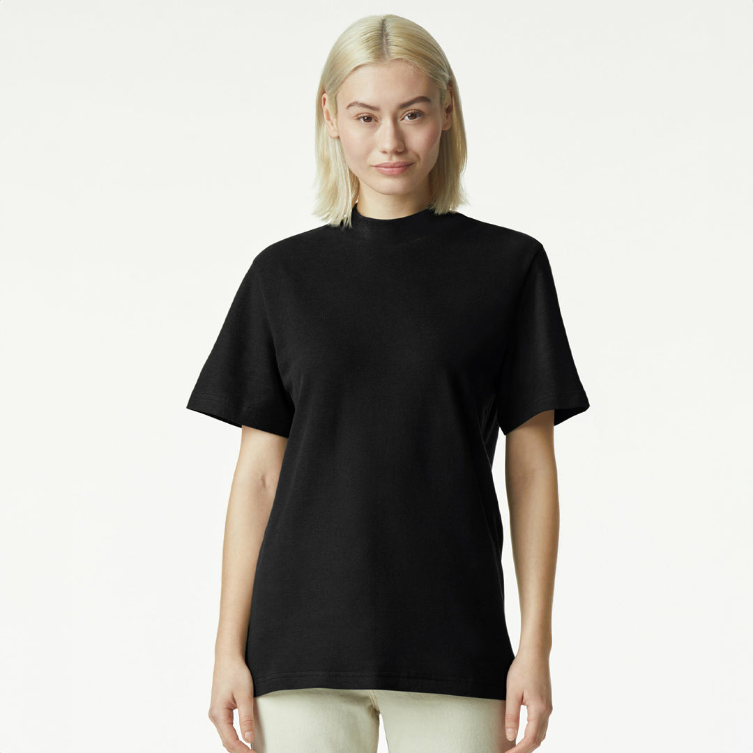 House of Uniforms The Mock Neck Tee Shirt | Adults American Apparel Black