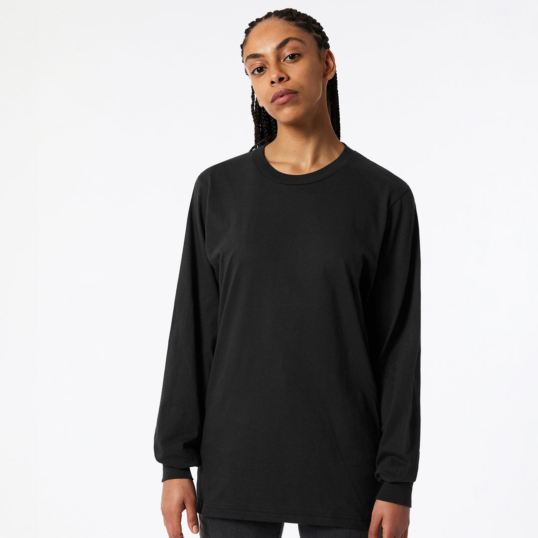 House of Uniforms The Fine Jersey Tee | Long Sleeve | Adults American Apparel Black