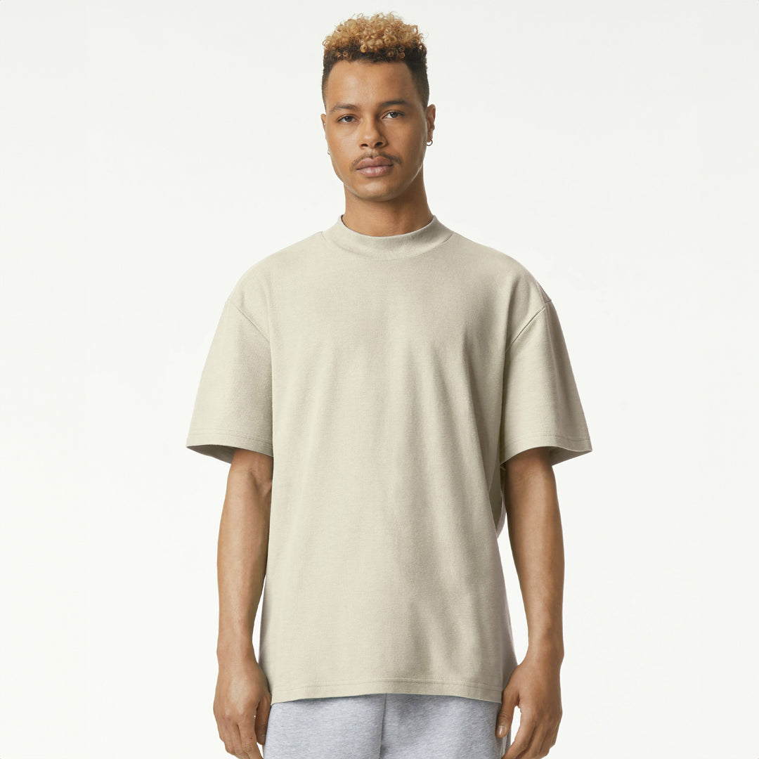 House of Uniforms The Mock Neck Tee Shirt | Adults American Apparel Bone