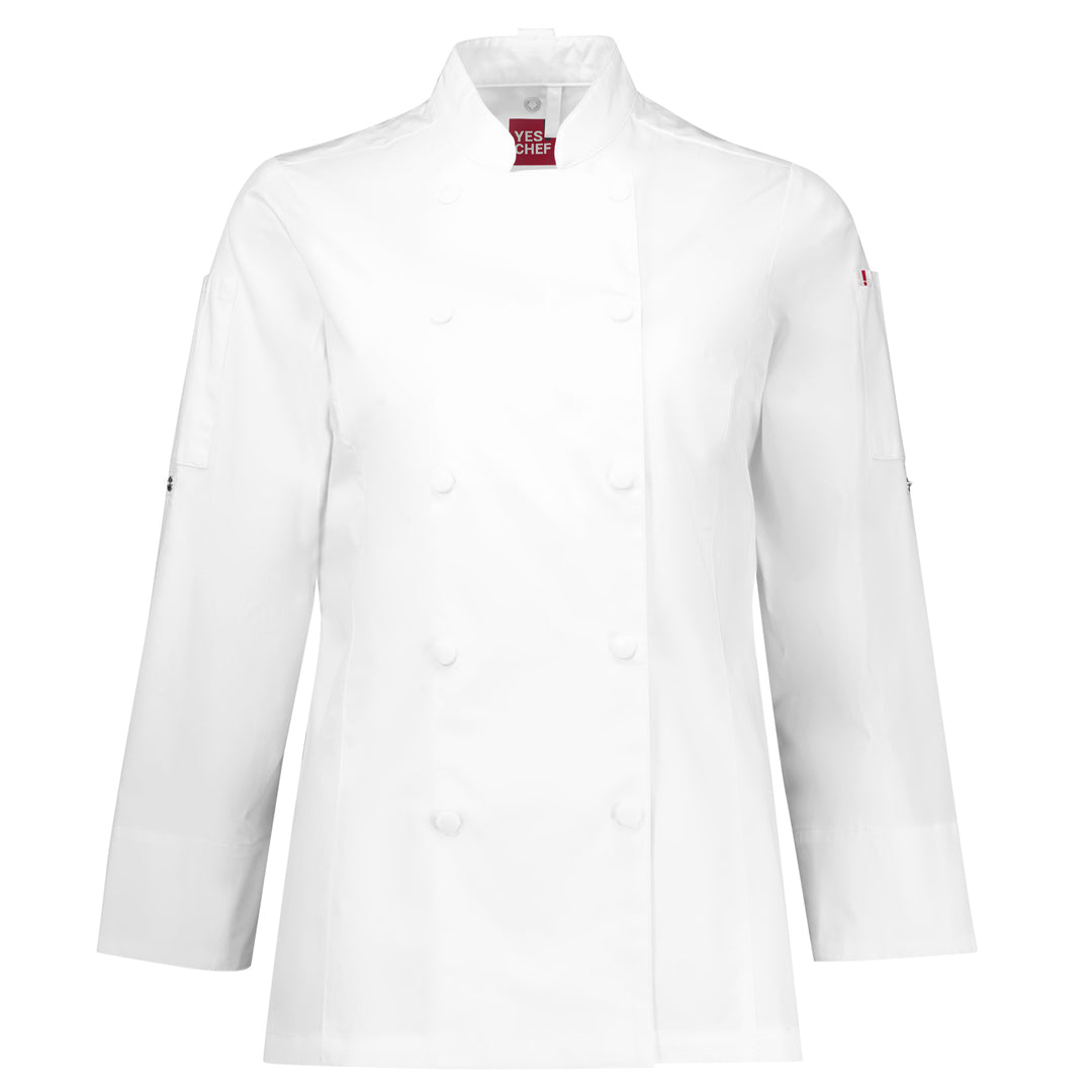 House of Uniforms The Gusto Chef Jacket | Long Sleeve | Ladies Yes! Chef White