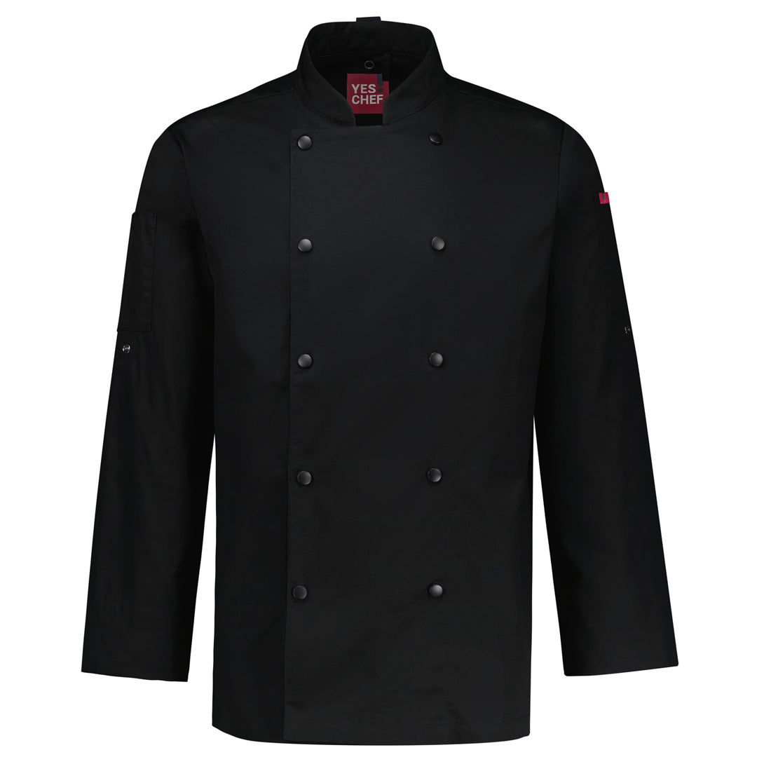 House of Uniforms The Gusto Chef Jacket | Long Sleeve | Mens Yes! Chef Black