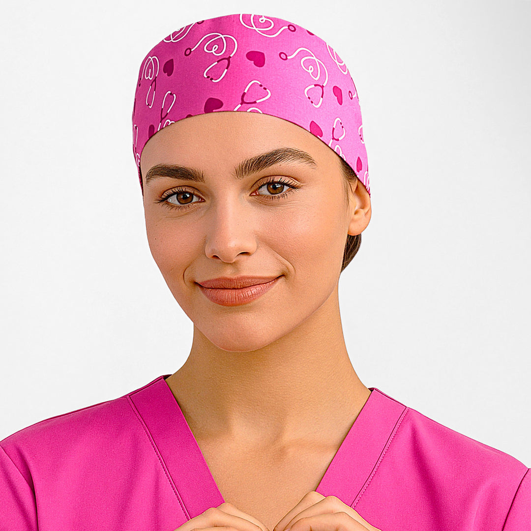 Biz Care The Pink Printed Scrub Cap | Unisex Scrubs