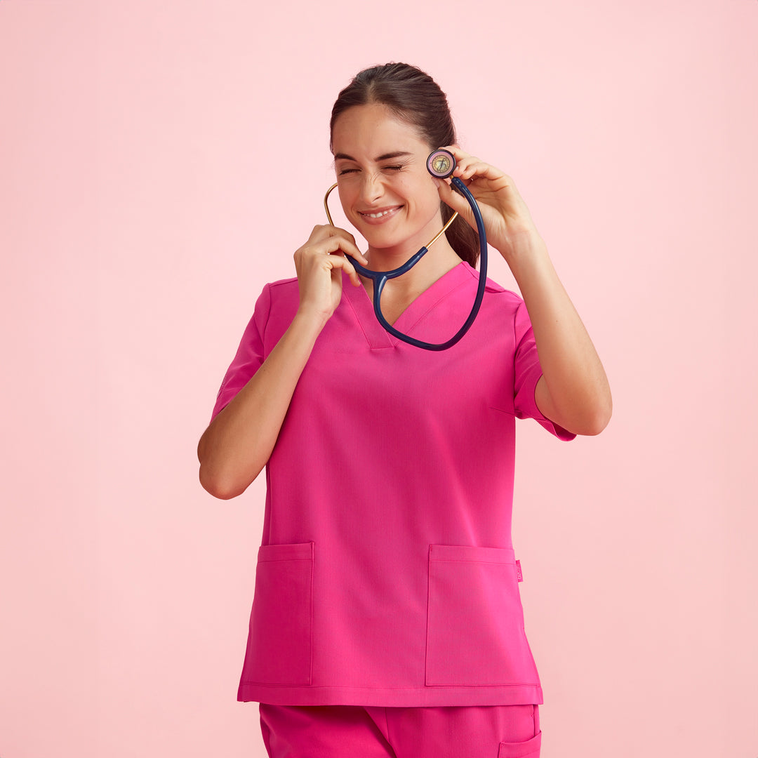 House of Uniforms The Pink V Neck Scrub Top | Ladies Biz Care 