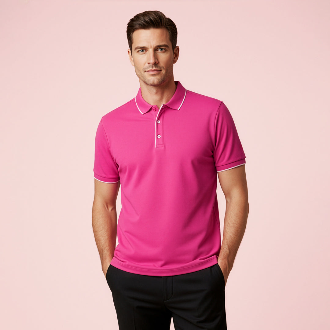 Biz Care The Pink Polo Top | Mens Shirts & Tops