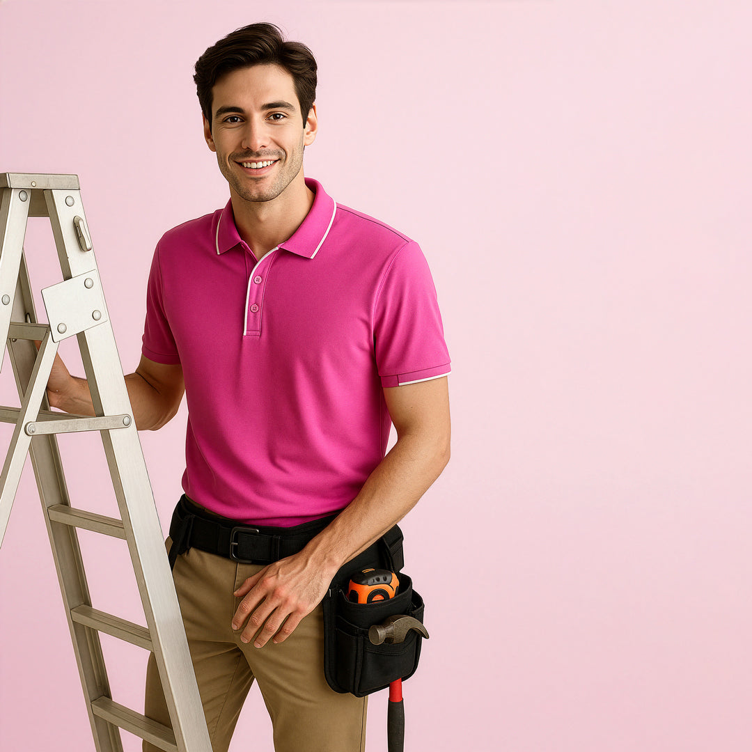Biz Care The Pink Polo Top | Mens Shirts & Tops