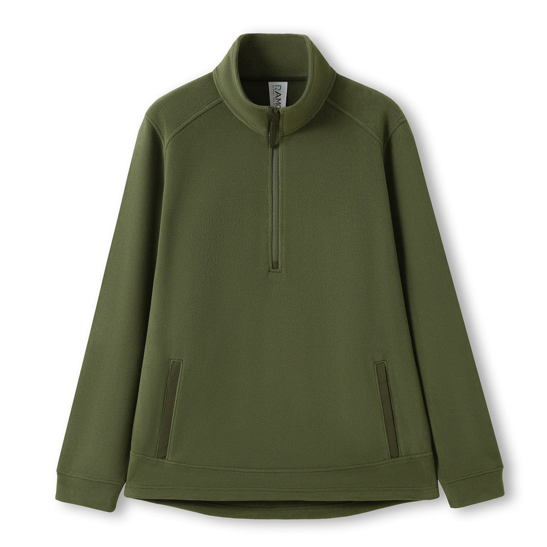 House of Uniforms The Polar Fleece Zip Top | Mens Ramo Olive-gr