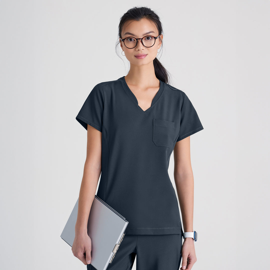 House of Uniforms The Sway Top | Ladies | Greys Anatomy Evolve Greys Anatomy by Barco Steel