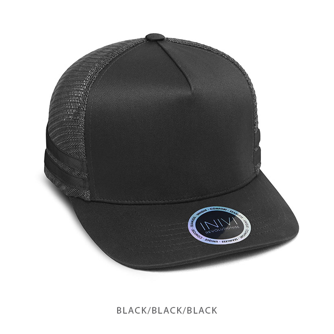 House of Uniforms The A Frame Trucker Cap | Adults Inivi Black/Black