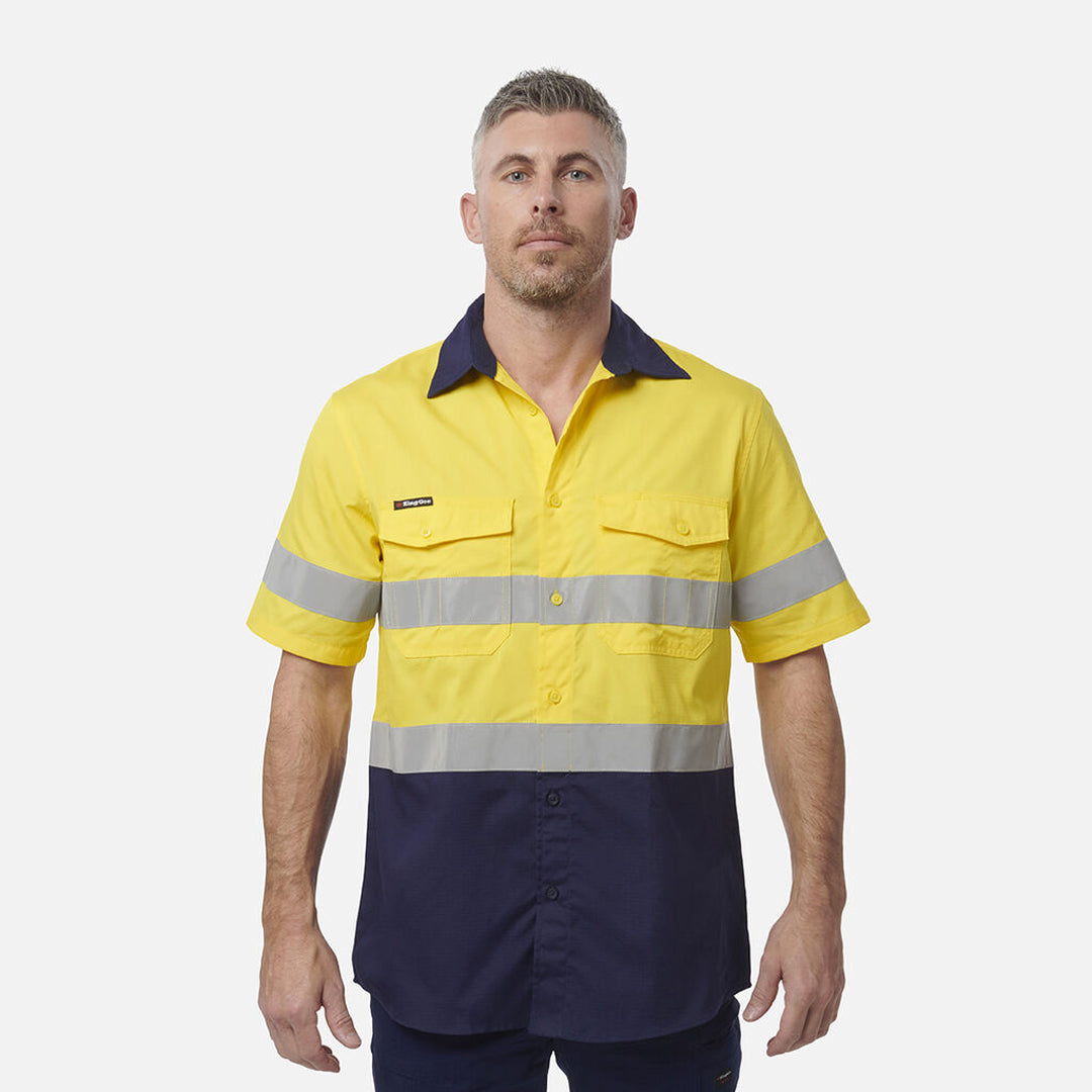 House of Uniforms The Work Cool 2 Spliced Reflective Shirt | Adults | Short Sleeve KingGee 