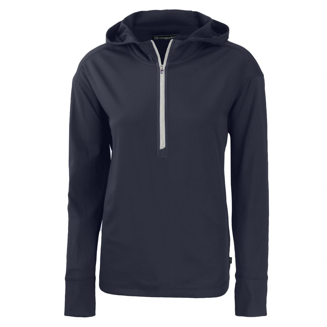 House of Uniforms The Daybreak Half Zip Hoodie | Ladies Cutter and Buck Navy