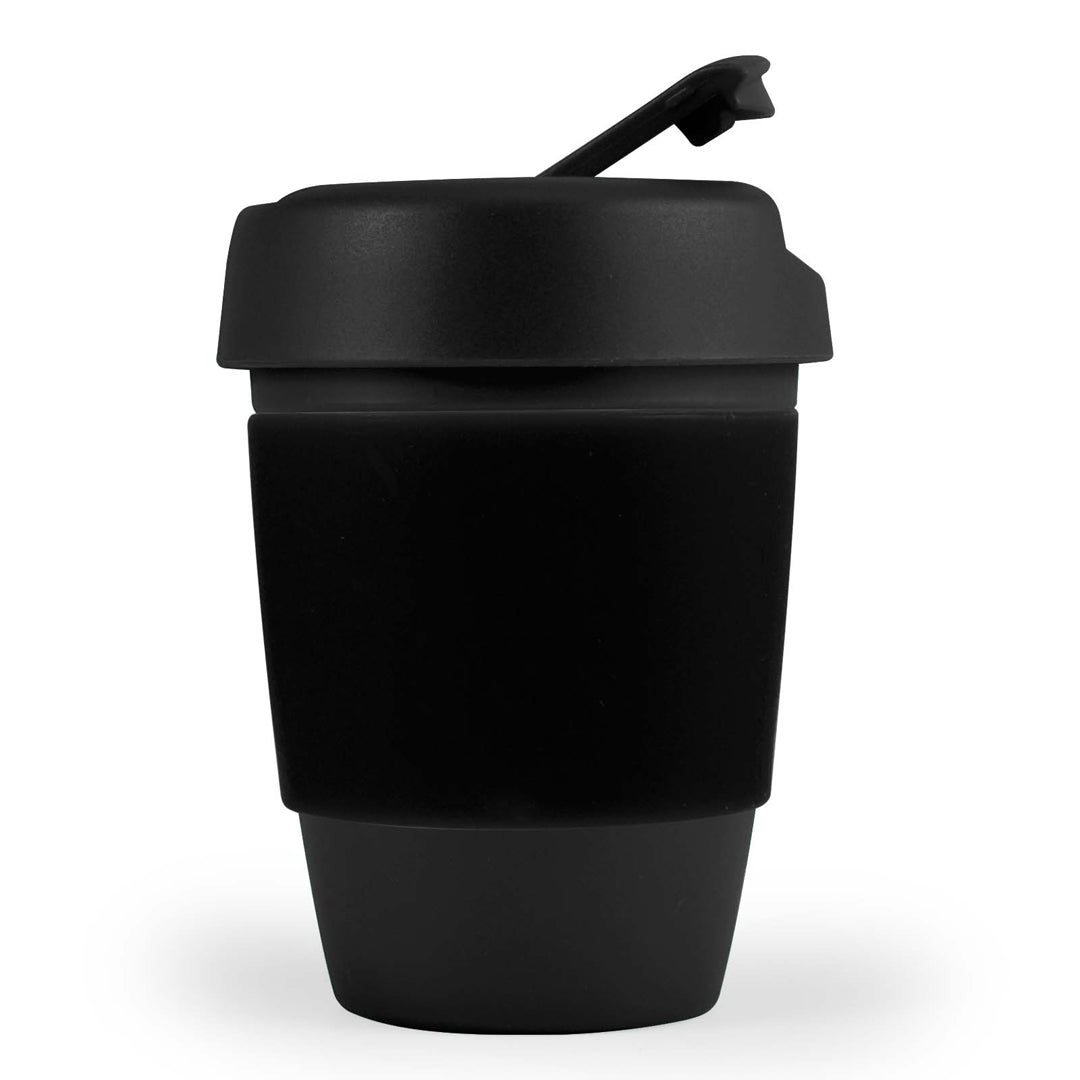 House of Uniforms The Kick Coffee Cup with Silicone Sleeve | 320ml Logo Line Black