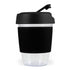 House of Uniforms The Kick Clear Coffee Cup with Silicone Sleeve | 320ml Logo Line Black