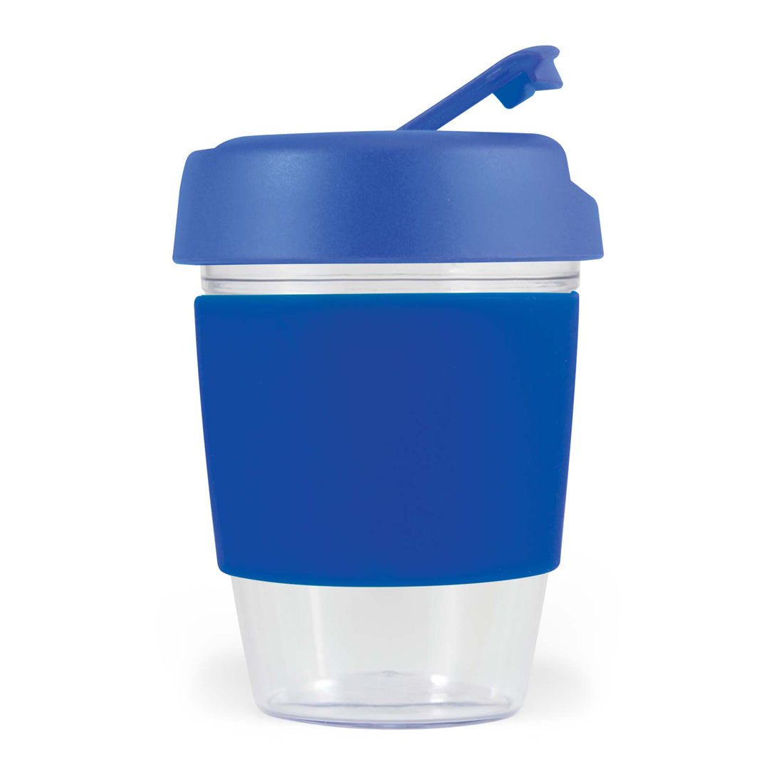 House of Uniforms The Kick Clear Coffee Cup with Silicone Sleeve | 320ml Logo Line Dark Blue