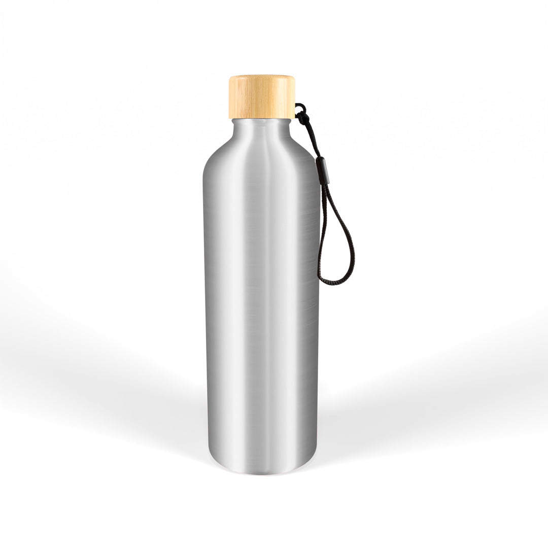 House of Uniforms The Gelato Drink Bottle with Bamboo Lid | 750ml Logo Line Silver