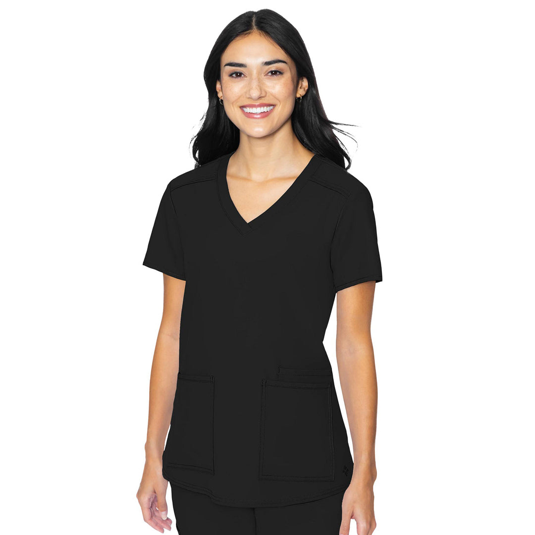 House of Uniforms The 3 Pocket V Neck Top | Ladies Med Couture Black