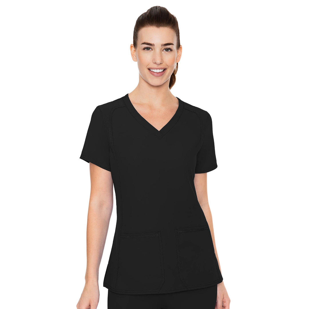 House of Uniforms The Side Pocket V Neck Top | Ladies Med Couture Black