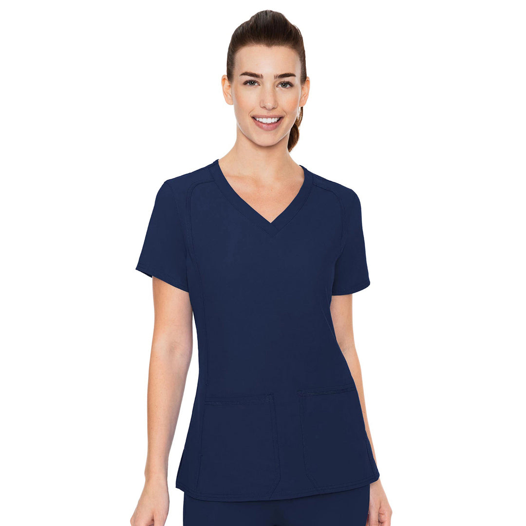 House of Uniforms The Side Pocket V Neck Top | Ladies Med Couture Navy