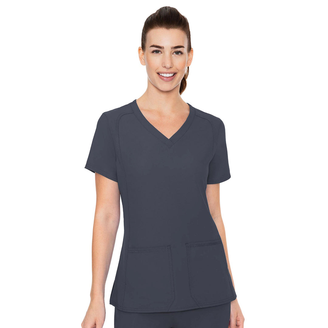 House of Uniforms The Side Pocket V Neck Top | Ladies Med Couture Pewter