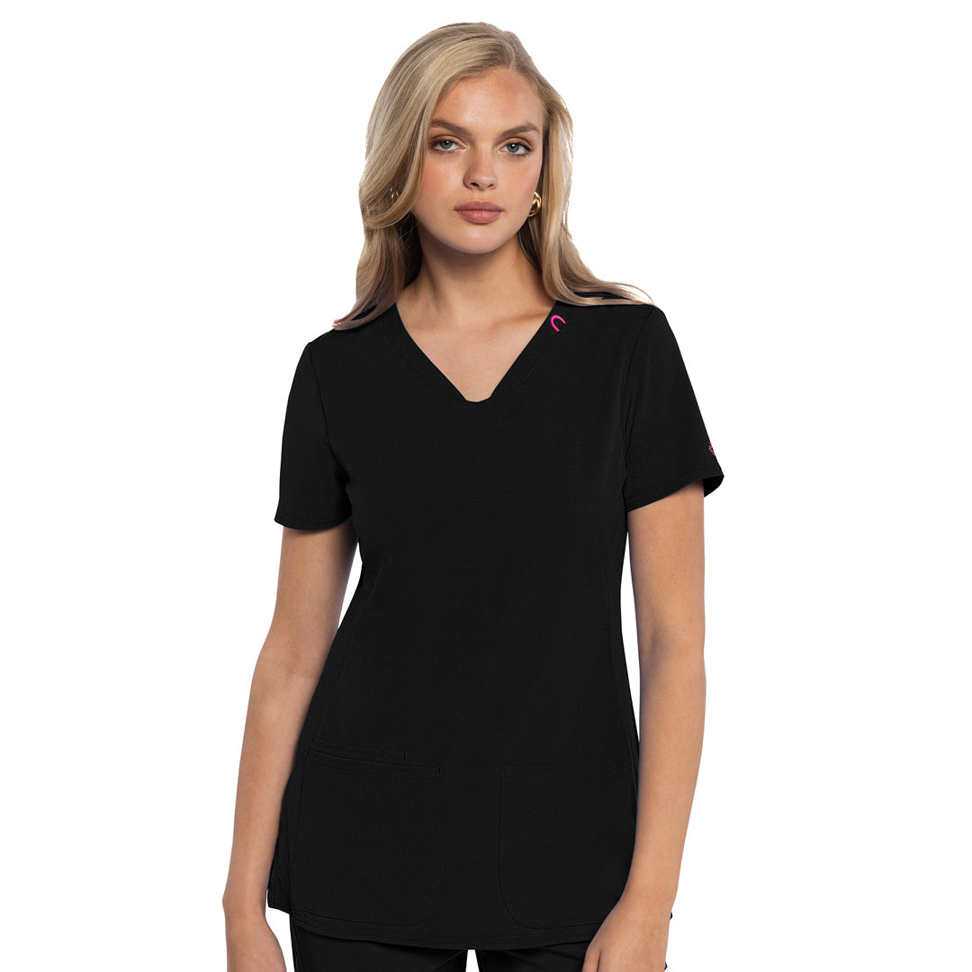 House of Uniforms The Shaped V Neck Scrub Top | Ladies Med Couture Black