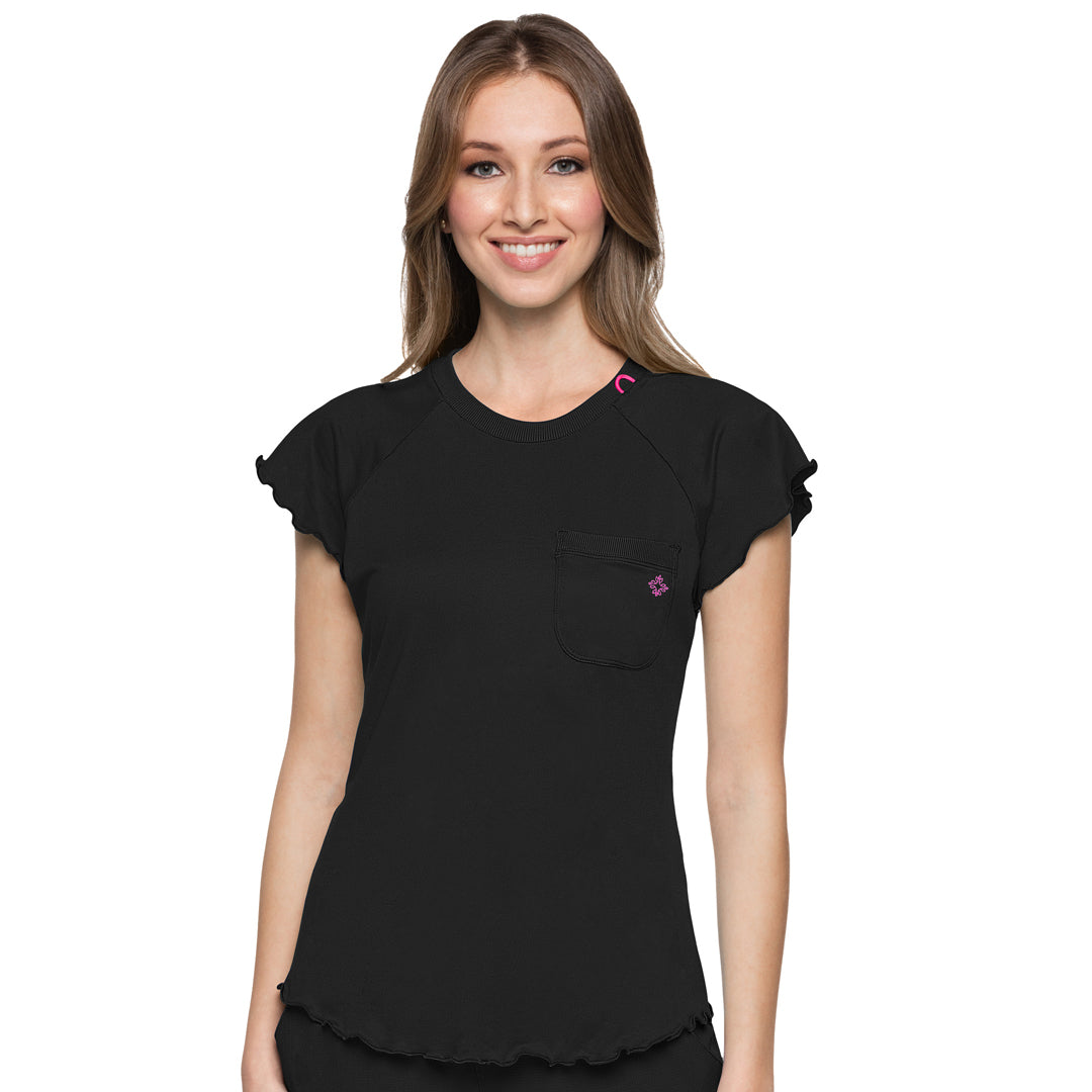 House of Uniforms The Lettuce Edged Top | Short Sleeve Med Couture Black