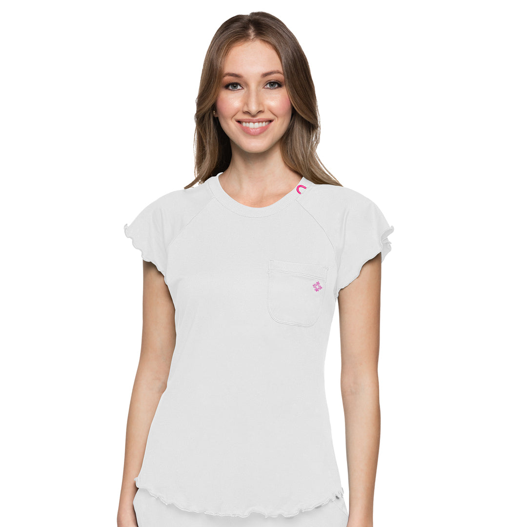 House of Uniforms The Lettuce Edged Top | Short Sleeve Med Couture White