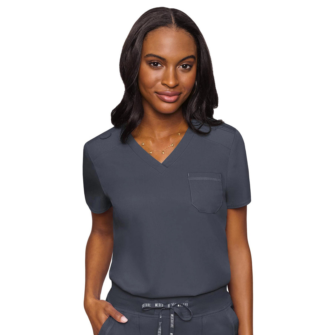 House of Uniforms The V Neck Tuck In Scrub Top | Ladies Med Couture Pewter