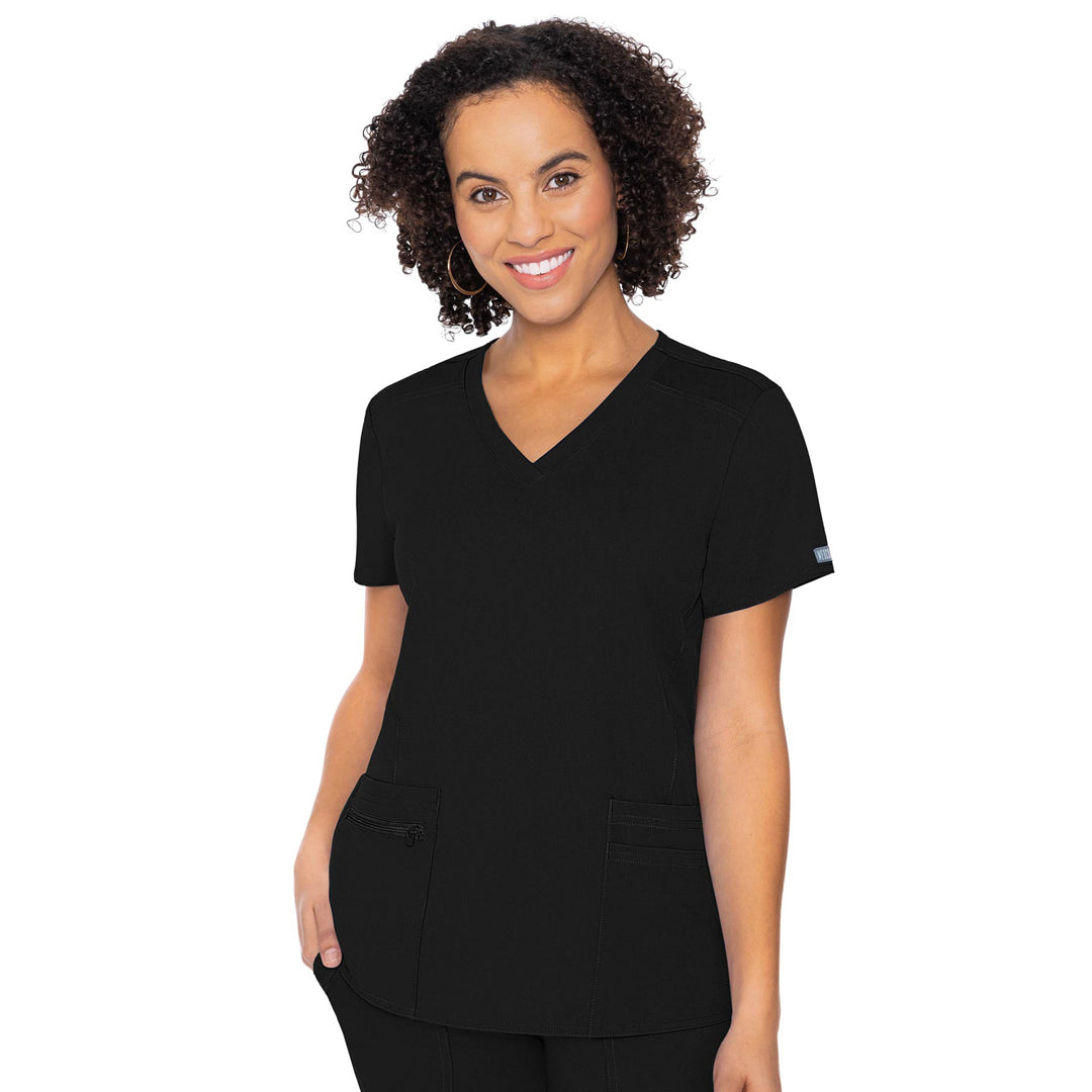 House of Uniforms The 4 Pocket Scrub Top | Ladies Med Couture Black