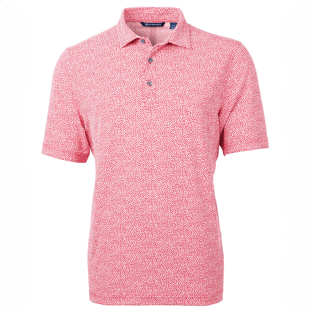 House of Uniforms The Virtue Botanical Print Polo | Mens Cutter and Buck Red