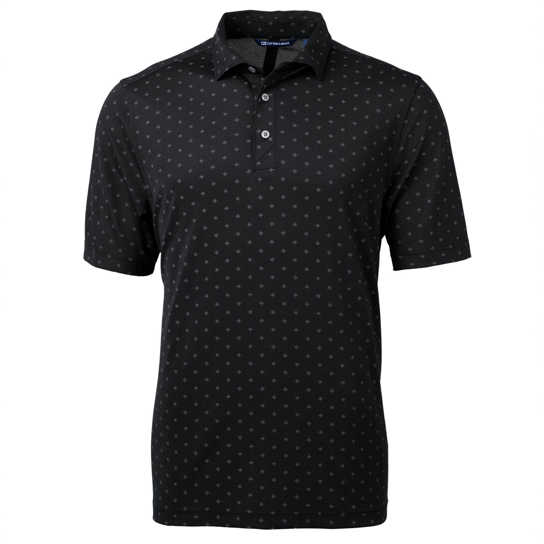 House of Uniforms The Virtue Tile Print Polo | Mens Cutter and Buck Black