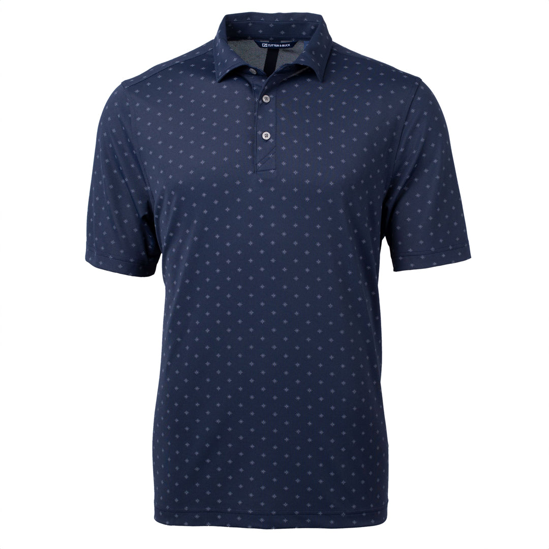 House of Uniforms The Virtue Tile Print Polo | Mens Cutter and Buck Navy