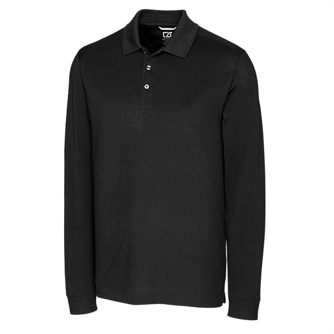 House of Uniforms The Advantage Polo | Long Sleeve | Mens Cutter and Buck Black