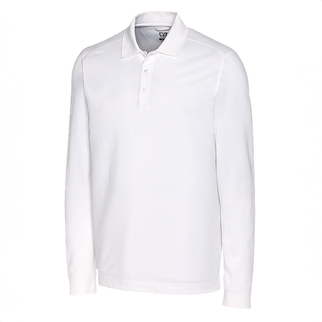 House of Uniforms The Advantage Polo | Long Sleeve | Mens Cutter and Buck White