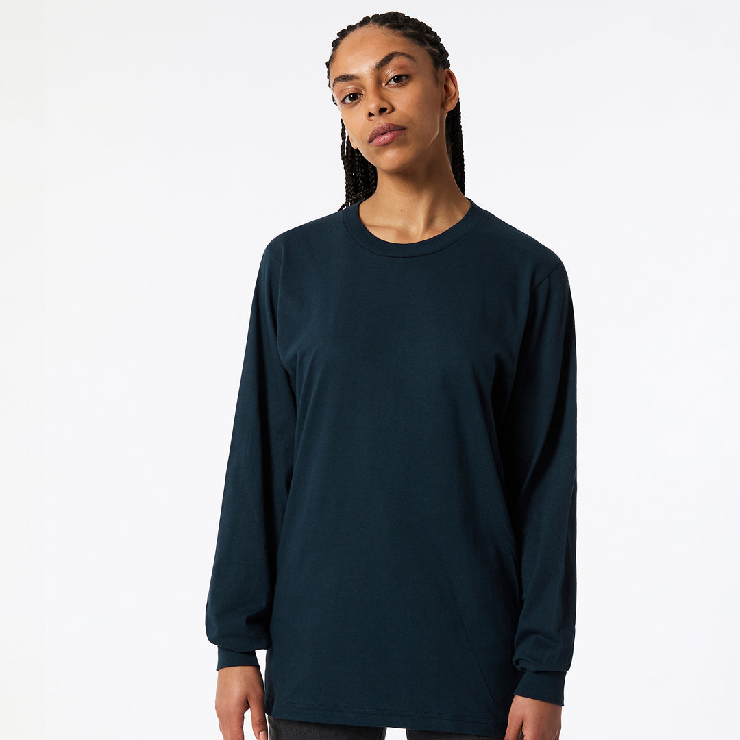 House of Uniforms The Fine Jersey Tee | Long Sleeve | Adults American Apparel Navy